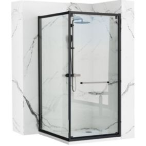 Cabine De Douche Rea Space In 80X100 Black + Receveur De Douche Savoy Black
