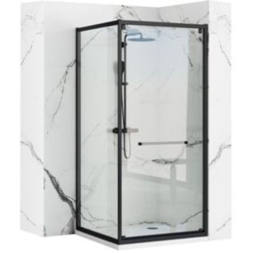 Cabine de douche REA Space In Black 90x90 + receveur White