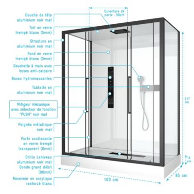 Cabine de douche RECTANGLE 160x85x217cm - FACTORY 2 XXL