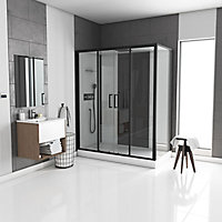 Cabine de douche rectangulaire blanc et noir Galedo Loft 170 x 90 cm