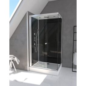 Cabine de douche rectangulaire hydromassante noir Galedo Zen 2 110 x 80 cm