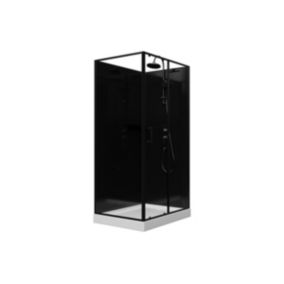 Cabine de douche rectangulaire - Installation réversible - Noir - L110 x l80 x H225 cm - ZODANI