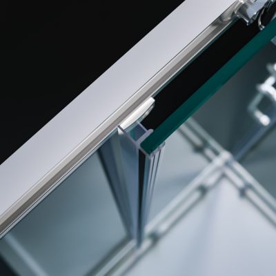 Cabine de douche SIRHONA 80x80x185cm Porte Coulissante Double + Entrée d'angle + Verre trempé 6 mm + Argent Brillant