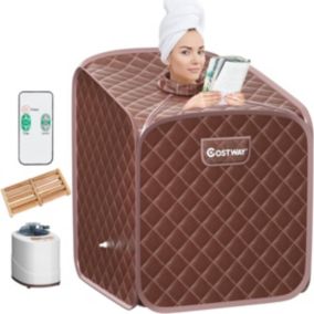 Cabine de Sauna Pliable 2L 1000W Sauna à Vapeur Portable à Domicile avec Chaise Pliante 10 Niveaux de Température