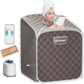 Cabine de Sauna Pliable 2L 1000W Sauna à Vapeur Portable à Domicile avec Chaise Pliante 11 Niveaux de Température