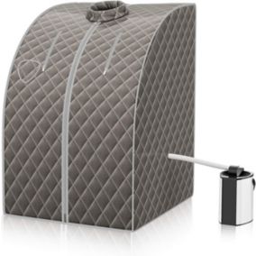 Cabine de Sauna à Vapeur Portable 3L avec Tabouret Télécommande Température Réglable à 9 Réglages de Minuterie Gris