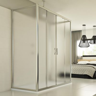 Doporro Cabine de Douche Bandes Opaques 75x75cm Portes Coulissantes