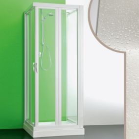 Cabine douche 3 côtés 75x75x75 CMen acrylique mod. Giove avec ouverture pliante