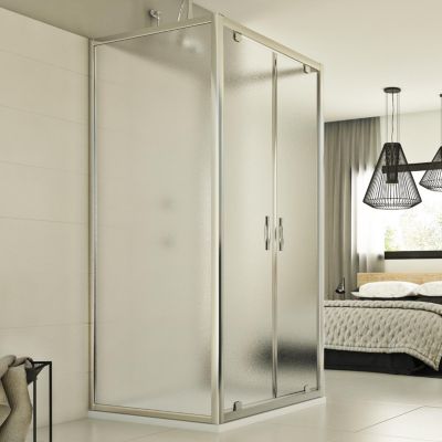 Cabine douche 3 côtés 80x120x80 CM H198 Opaque mod. Cristal Trio 2 Portes