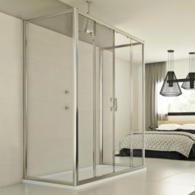 Cabine douche 3 côtés 90x140x90 CM H198 Transparent mod. Young Trio 2 Portes