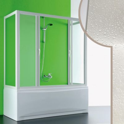 Cabine douche 3 côtés  Pare-Baignoire 80x220x80 CM en acrylique mod. Plutone 2 avec ouverture centrale