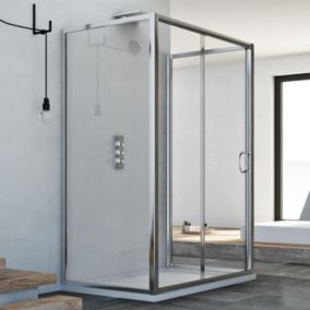 Cabine douche 80x100x80 CM H185 transparent modèle Replay Trio avec 1 portillon