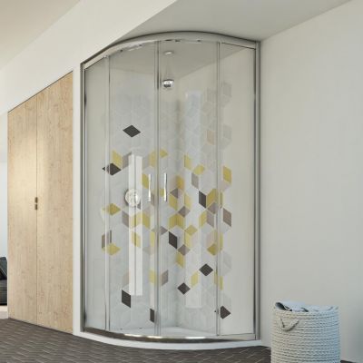 Cabine Douche 80x80 H198 cm Demi-circulaire Transparent mod. Evolution