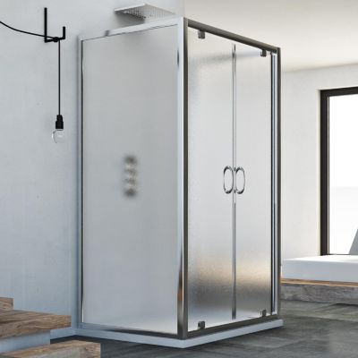 Cabine Douche avec 3 côtés 75x130x75 CM H185 granité  modèle Sintesi Trio 2 Portillons