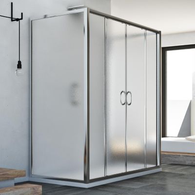 Cabine douche à trois côtés 80x120x80 CM H185 granité modèle Replay Trio avec 2 portillons