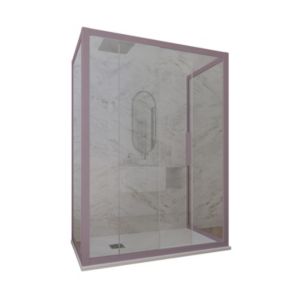 Cabine parois de douche 3 côtés coulissantes 70x100x70 cm H 200 en PVC Lavande Verre Transparent mod. Deco Trio
