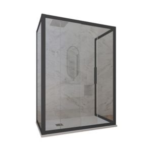 Cabine parois de douche 3 côtés coulissantes 70x110x70 cm H 200 en PVC Anthracite Verre Transparent mod. Deco Trio
