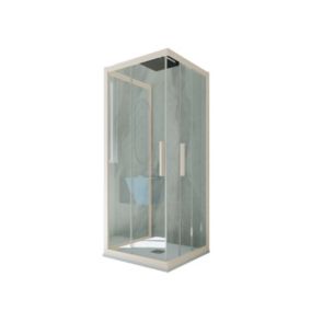 Cabine parois de douche 3 côtés coulissantes 70x110x70 cm H 200 en PVC Champagne Verre Transparent mod. Kolors Trio