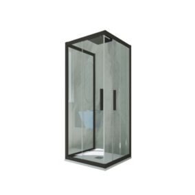 Cabine parois de douche 3 côtés coulissantes 70x120x70 cm H 200 en PVC Noir Matt Verre Transparent mod. Kolors Trio