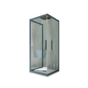 Cabine parois de douche 3 côtés coulissantes 70x70x70 cm H 200 en PVC Bleu Navy Verre Transparent mod. Kolors Trio