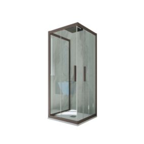 Cabine parois de douche 3 côtés coulissantes 70x70x70 cm H 200 en PVC Chocolat Verre Transparent mod. Kolors Trio