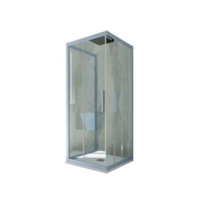 Cabine parois de douche 3 côtés coulissantes 70x80x70 cm H 200 en PVC Bleu Vintage Verre Transparent mod. Kolors Trio
