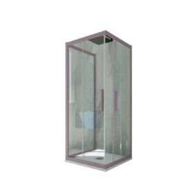 Cabine parois de douche 3 côtés coulissantes 70x80x70 cm H 200 en PVC Lavande Verre Transparent mod. Kolors Trio
