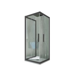 Cabine parois de douche 3 côtés coulissantes 75x120x75 cm H 200 en PVC Anthracite Verre Transparent mod. Kolors Trio