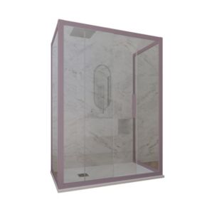 Cabine parois de douche 3 côtés coulissantes 75x130x75 cm H 200 en PVC Lavande Verre Transparent mod. Deco Trio