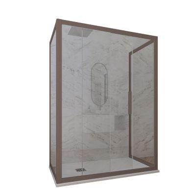 Cabine parois de douche 3 côtés coulissantes 75x140x75 cm H 200 en PVC Chocolat Verre Transparent mod. Deco Trio