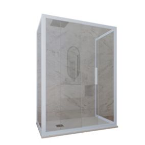 Cabine parois de douche 3 côtés coulissantes 80x100x80 cm H 200 en PVC Bleu Vintage Verre Transparent mod. Deco Trio