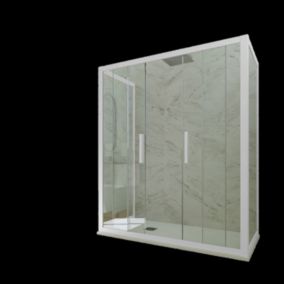 Cabine parois de douche 3 côtés coulissantes 80x120x80 cm H 200 en PVC Blanc Verre Transparent mod. Star Trio