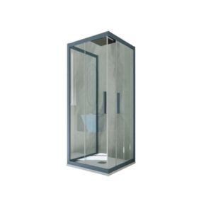 Cabine parois de douche 3 côtés coulissantes 80x120x80 cm H 200 en PVC Bleu Navy Verre Transparent mod. Kolors Trio