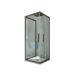 Cabine parois de douche 3 côtés coulissantes 80x120x80 cm H 200 en PVC Chocolat Verre Transparent mod. Kolors Trio