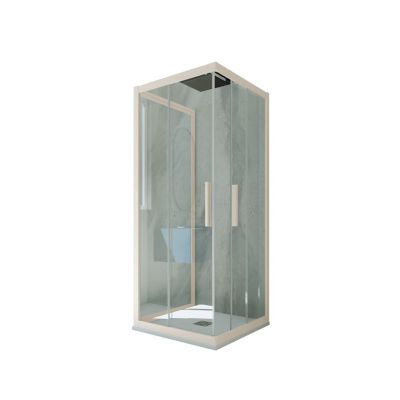 Cabine parois de douche 3 côtés coulissantes 90x110x90 cm H 200 en PVC Champagne Verre Transparent mod. Kolors Trio