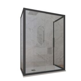 Cabine parois de douche 3 côtés coulissantes 90x120x90 cm H 200 en PVC Anthracite Verre Transparent mod. Deco Trio