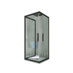 Cabine parois de douche 3 côtés coulissantes 90x120x90 cm H 200 en PVC Noir Matt Verre Transparent mod. Kolors Trio