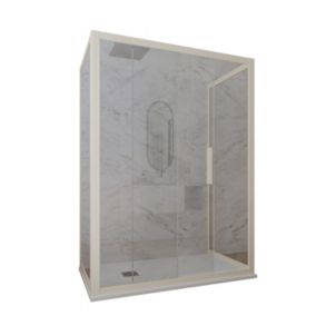 Cabine parois de douche 3 côtés coulissantes 90x140x90 cm H 200 en PVC Champagne Verre Transparent mod. Deco Trio