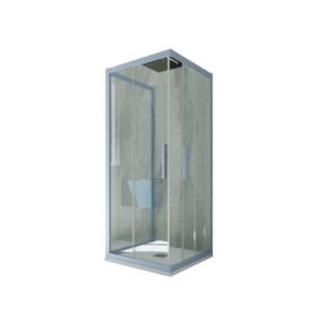 Cabine parois de douche 3 côtés coulissantes 90x90x90 cm H 200 en PVC Bleu Vintage Verre Transparent mod. Kolors Trio