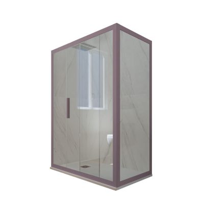 Cabine parois de douche angulaire coulissante 70x130 cm H 200 en PVC Lavande Verre Transparent mod. Deco Duo