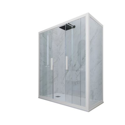 Cabine Parois De Douche Angulaire Coulissante 70x110 Cm H 200 En PVC Bleu Navy Verre Transparent Mod Kolors 86812962