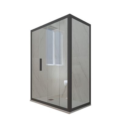 Cabine parois de douche angulaire coulissante 80x150 cm H 200 en PVC Anthracite Verre Transparent mod. Deco Duo