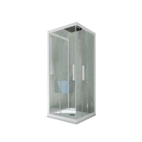 Cabine parois de douche coulissante 3 côtés 70x100x70 cm H 200 en PVC Blanc Matt Verre Transparent mod. Kolors Trio