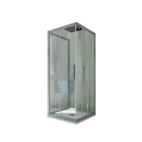 Cabine parois de douche coulissante 3 côtés 70x110x70 cm H 200 en PVC Gris argent Verre Transparent mod. Kolors Trio