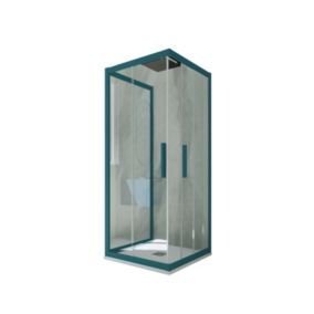 Cabine parois de douche coulissante 3 côtés 75x100x75 cm H 200 en PVC Vert Night Watch Verre Transparent mod. Kolors Trio