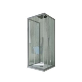 Cabine parois de douche coulissante 3 côtés 75x90x75 cm H 200 en PVC Gris argent Verre Transparent mod. Kolors Trio