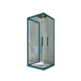 Cabine parois de douche coulissante 3 côtés 80x110x80 cm H 200 en PVC Vert Night Watch Verre Transparent mod. Kolors Trio