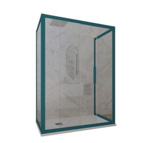 Cabine parois de douche coulissante 3 côtés 80x150x80 cm H 200 en PVC Vert Night Watch Verre Transparent mod. Deco Trio