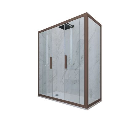 Cabine de douche pliante d'angle PVC - 2 portes avec ouverture centrale