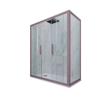 Cabine parois de douche coulissante 80x120 cm H 200 en PVC Lavande Verre Transparent mod. Glam Duo
